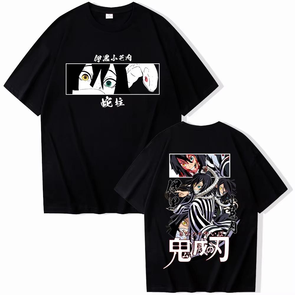 Demon Slayer Obanai Iguro Unisex Pure Cotton T-shirt 2026 Summer Anime Print Loose Casual Parent-child Short Sleeved Top