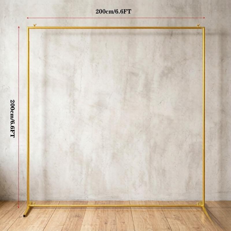 Gold Square Metal Wedding Arch Backdrop Stand, Balloon Arch Frame for Ceremony, Birthday Party & Bridal Shower Decoration M