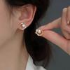 S925 Silver Needle Round Inlaid Diamond Pearl Earrings Luxury Fashion Ear Jewelry