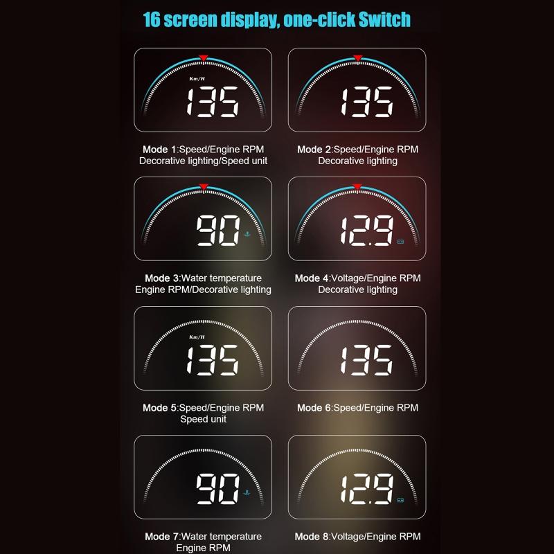 Car HUD Head-Up Display Car-Styling Overspeed Warning Projector for Safe Driving