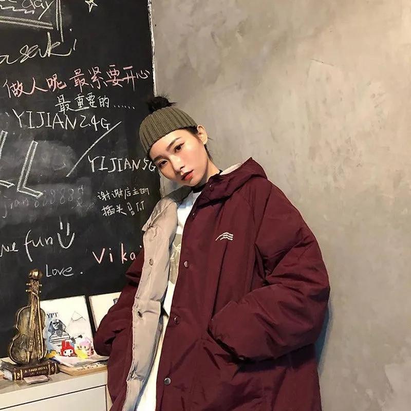 Winter Velvet Warm Loose Letter Print Solid Double-sided Coat Female Both Sides Wear Short Oversize Jackets Women Casual Bread Jacket