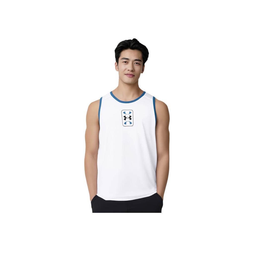 Under Armour Loose Fit Sweat-Wicking Breathable Sleeveless T-Shirt Men Tops White 1383399-100