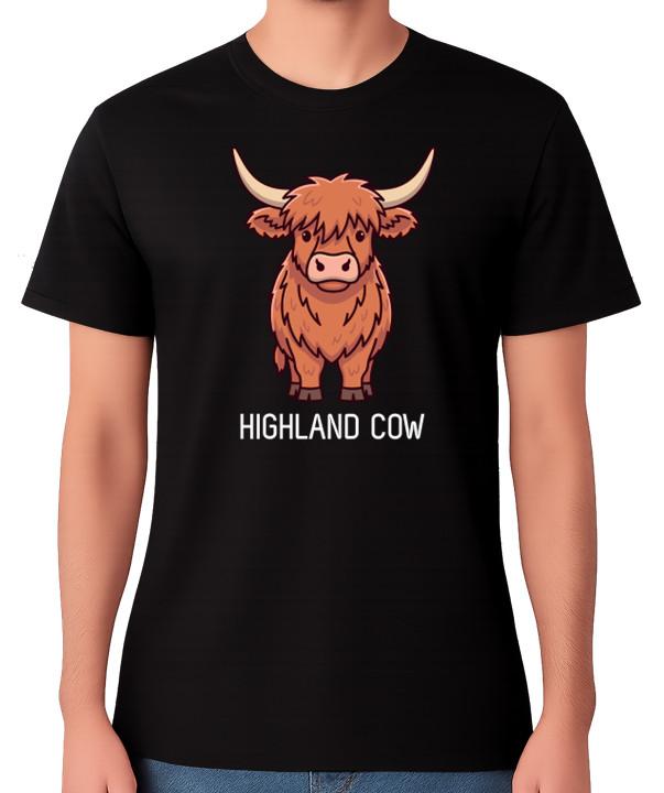 Highland Cow T-Shirt Cute Scottish Farm Animal Cartoon Graphic Unisex Tee S
