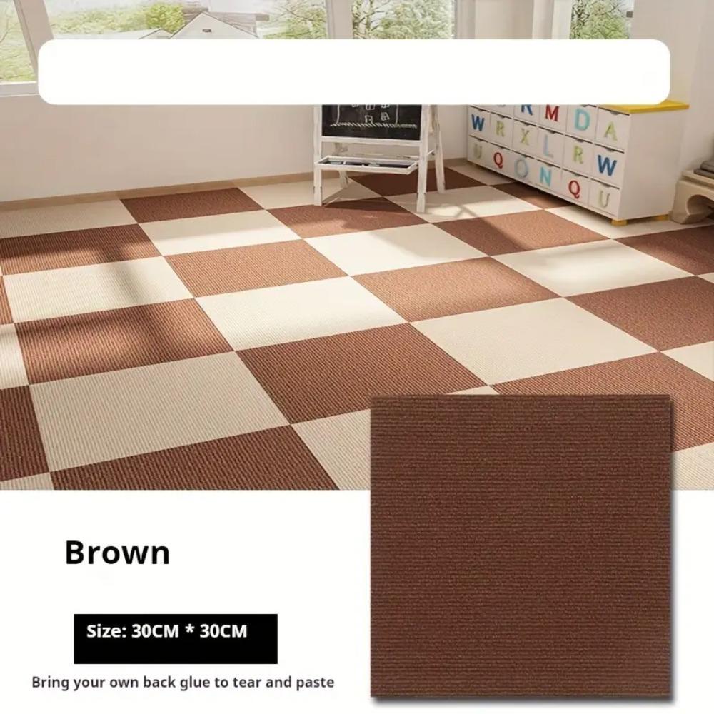 Square Self-Adhesive Carpet Tiles for Office and Home, Non-Slip Foam Backed Polyester Carpet, Solid Color Pattern , Office and Porch Decoration