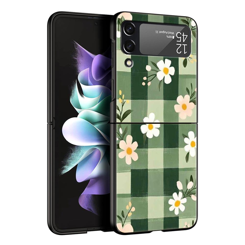 Handyhülle für Samsung Galaxy Z Flip 3 4 5 6 7 Faltbar Für Samsung Z Flip4 Flip5 PC Hartschalenhülle Stilvolles Design mit Blumenmuster