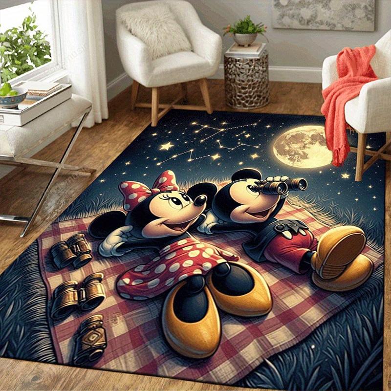 1 Stück Minnie und Mickey Muster Teppich Weiche Flanell Fußmatte für Wohnzimmer, Büro, Schlafzimmer und Teppich, Sofa Couchtisch Fußmatte