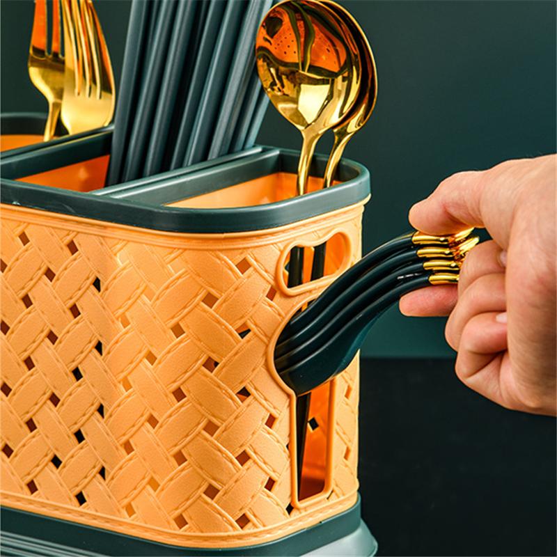 2/3 Grid Plastic Chopsticks Cage Hollow Drain Knife Stand Spoon Fork Storage Container Shelf Tableware Rack Kitchen Organizer
