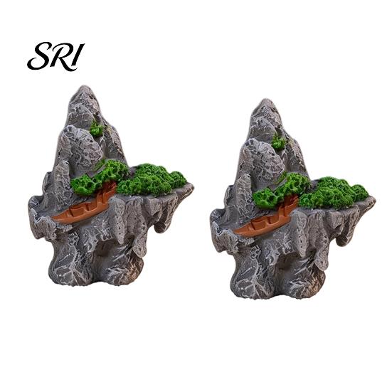 Miniature Rock Garden Decor 2 Pcs Stone Statue Resin Fake Models for Diorama Tranquil Zen Ornament Supplies Micro Train Landscape Railway Sand