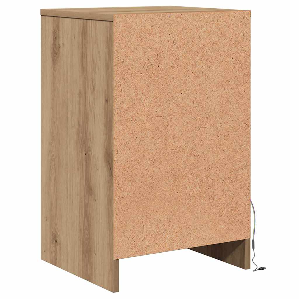 LED Nightstand Artisan Oak 38 x 34 x 61 cm Particleboard