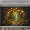 2D Magical Forest Path Backdrop Enchanted Tree Tunnel with Lights Photography Background