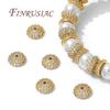 8.5mm Spacer Bead Caps 18K Gold Plated Brass with Zircon Flower Bead End Caps For Jewelry Making Supplies DIY Accessories