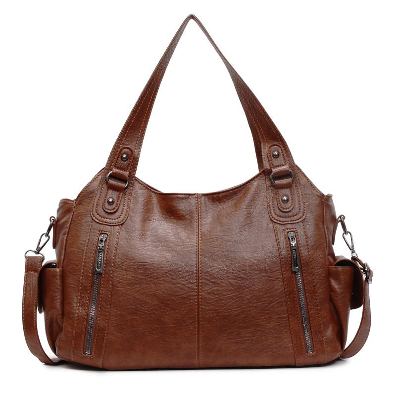 2025 Trendy Women's Retro-Style Tote: Large Capacity, Simple, Versatile, Single Shoulder & Crossbody Handbag.