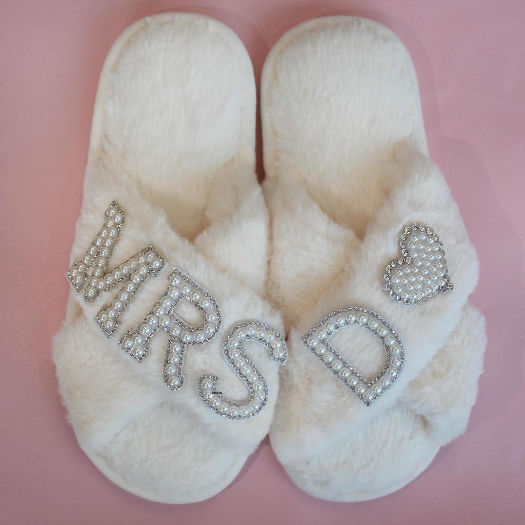 Women's Plush Velvet Furry Wedding Indoor Slippers