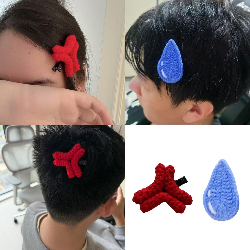Funny Angry Expression/Water Drop Hair Clip Anime Crochet Hairpin For Women and Teens Anime Fans And Casual Outfit