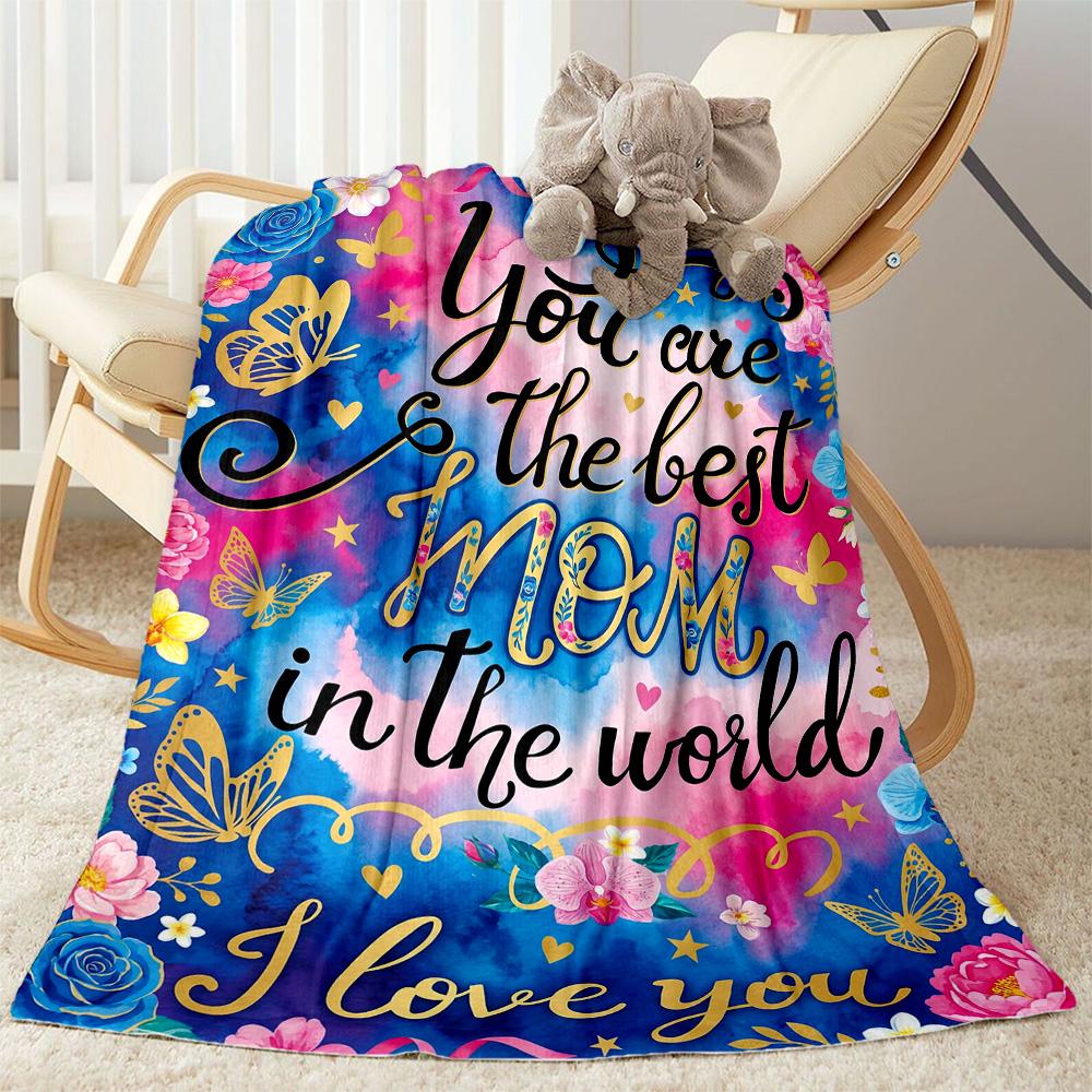 Mother's Day Greeting Flannel Blanket-Soft and Suitable for Sofas,Beds,Offices,Travel,All Seasons,Great Gift for Holidays and Birthdays.