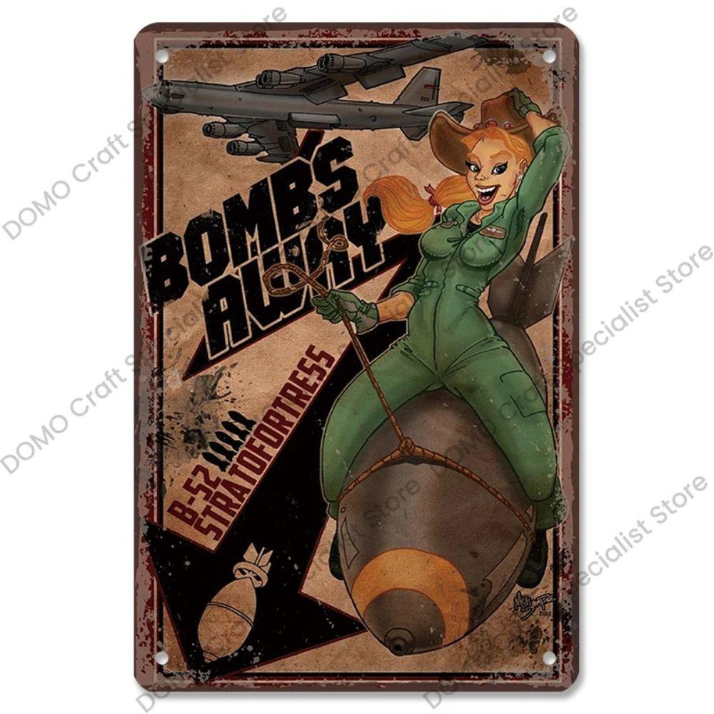 Metallplatta för flickor i interiör från Pinup-postern