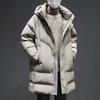 Men's High-End White Duck Down Long Hooded Winter Jacket - Thick and Warm