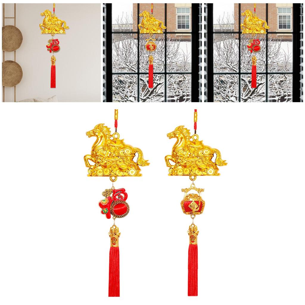 Chinese Year Decoration Golden Horse Pendant Wall Hanging Ornament for Living Room