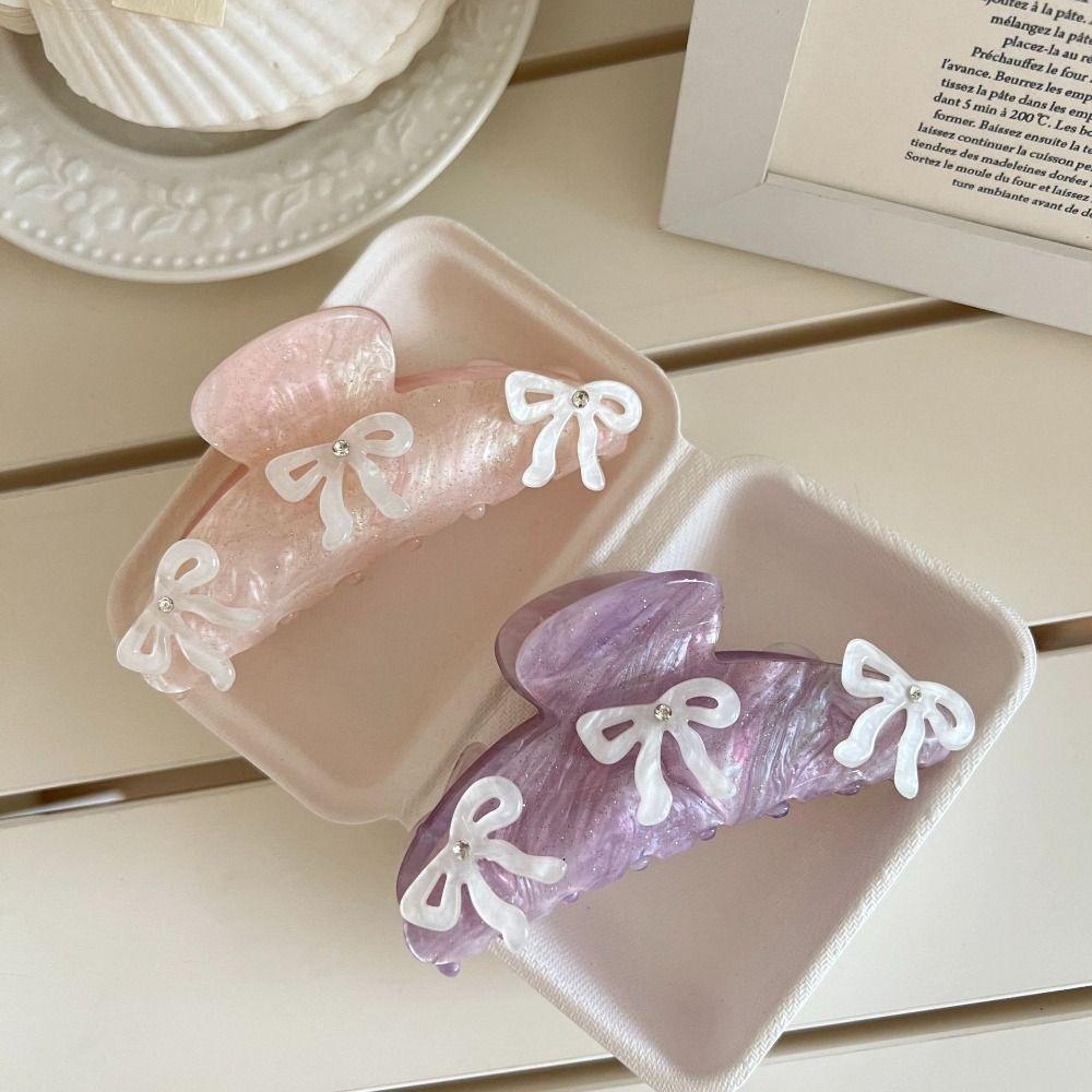 Barrette Bowknot Hair Clip Ballet Zircon Hairpin Personalized Acetic Acid Shark Clip  Streetwear