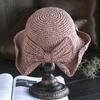 Womens Wide Brim Foldable Straw Hat Beach Sun Protection UV With Adjustable Band