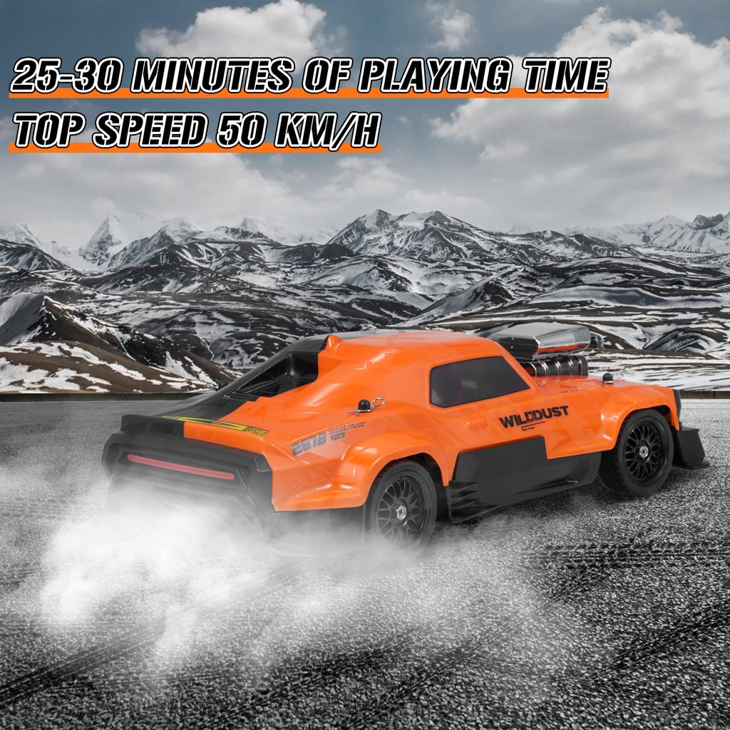 Remote Control Drift Car, 2.4GHz 1:16 Scale 4WD 50KM H High Speed Model Vehicle with Gyro, LED Lights Drifting Tires,