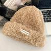 Plush Hat Women's Winter Big Head and Tail Autumn and Winter Bear Ears Warm Plush Thickened Ear Protectors Wool Knitted Hat