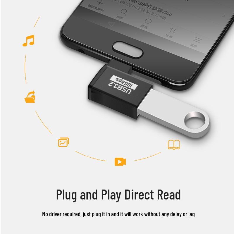 Type-C OTG Adapter: High-Speed Type-C Male To USB 3.0 Female PD Elbow Converter