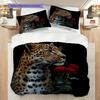 Sada povlečení s leopardím vzorem Přikrývka Povlak na přikrývku Povlak na polštář Domácí dekorace Dárek k narozeninám (1 * povlak na peřinu + 2 * povlak na polštář, bez jádra)