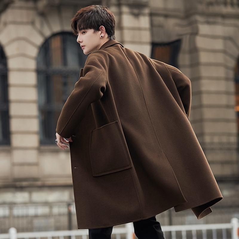 Double-sided Woolen Coat Men's Medium and Long Thickened Autumn and Winter New High-end Non-cashmere Nizi Coat Over The Knee