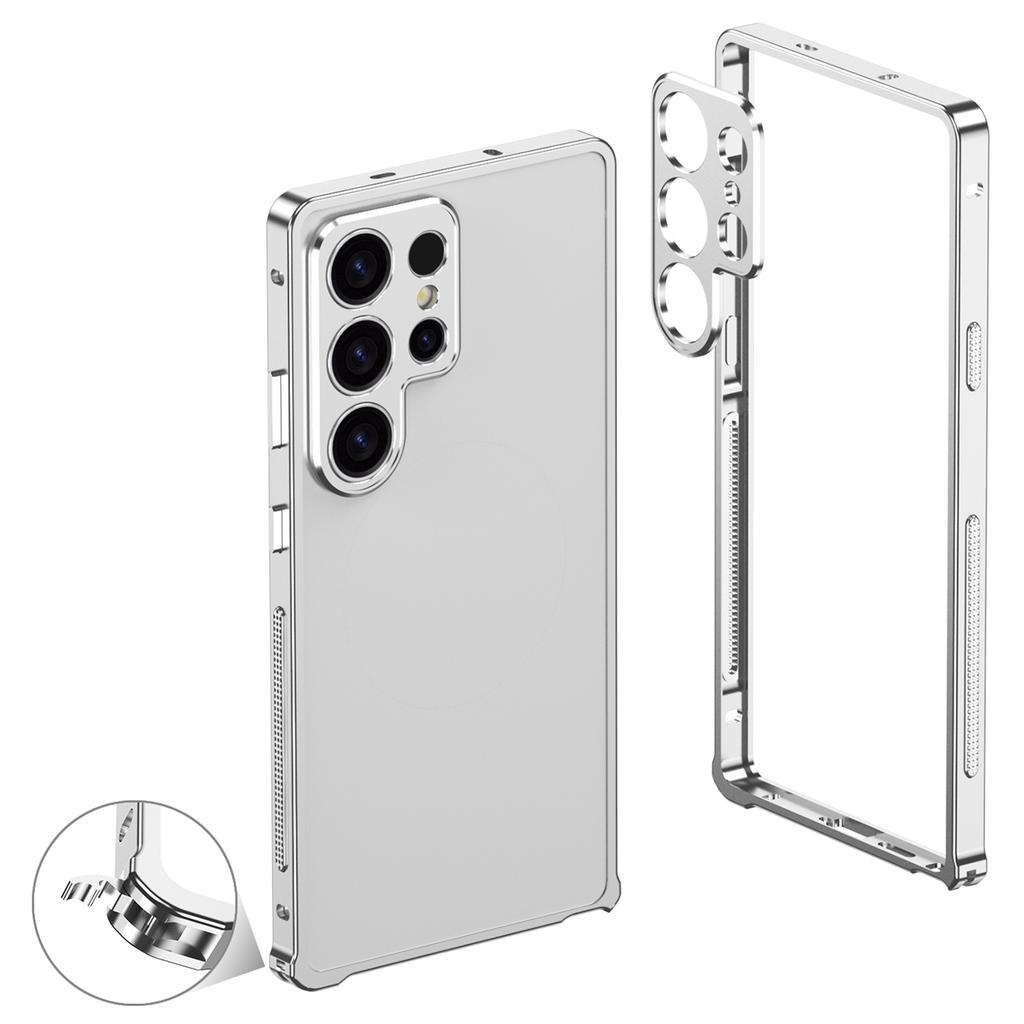 Pro Samsung Galaxy S23 Ultra Kryty typu Bumper Kovový Rám Kryt s Odvodem Tepla s Ochranným Sklem na Čočku Fotoaparátu
