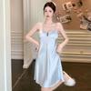 Ice Silk Pajamas Women's Summer Simple and Sexy Suspender Chest Pad Nightdress Thin 1011 New Pure Desire Style Loungewear