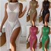 Sommerurlaub Sexy Einfarbig Rundhals Ärmellos Gestrickt Strand Sonnenschutz Überwurf Bequemes Kleid Leicht Elegant Schmeichelhaft Schickes Kleid