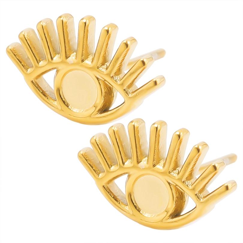 Fashion Ear Studs Gold Color Sun Heart Flower Stainless Steel Earrings For Women Men Accessories Ear Jewelry Fit DIY Rhinestone