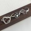 925 Sterling Silver Rings for Women Couple Minimalist Handmade Simple Retro Heart Star Ring Fine Jewelry Gift Prevent Allergy