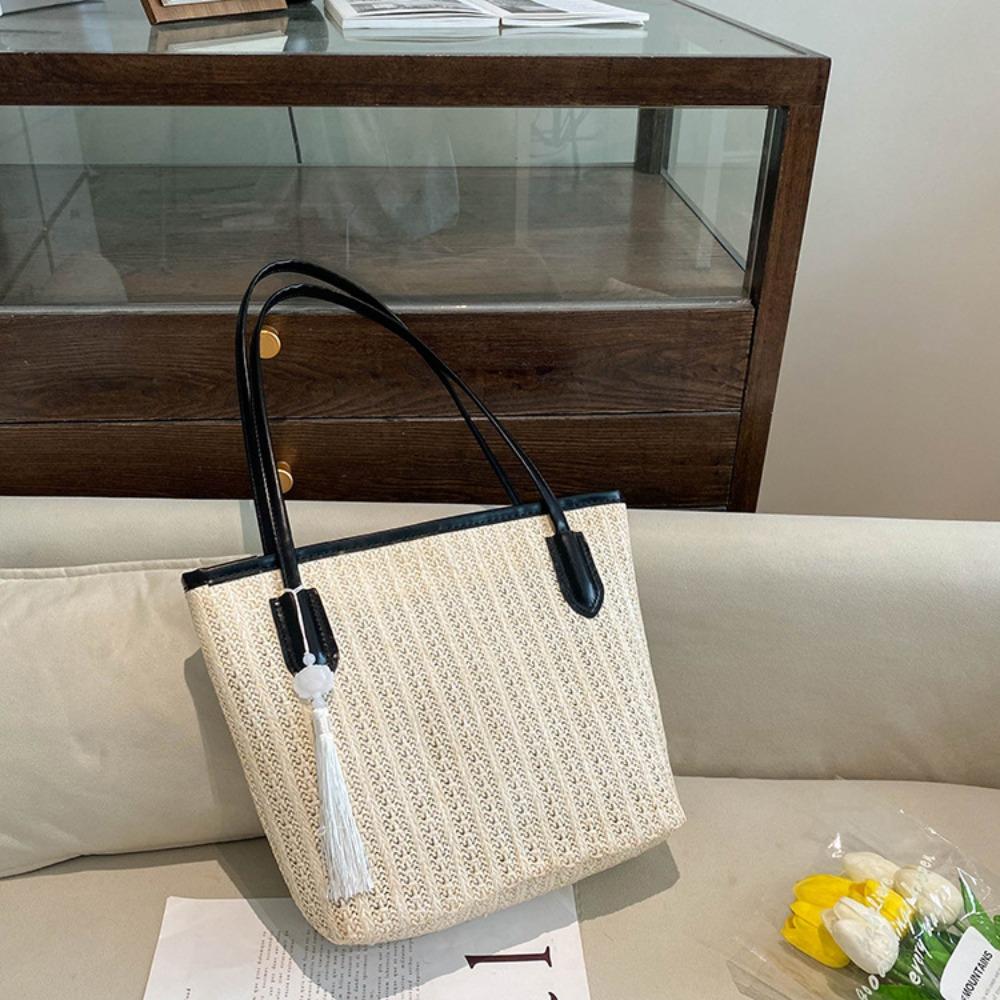 Large Capacity Bohemian Shoulder Bag Fashion Summer Beach Straw Handbag Weave Tote Bag  Summer