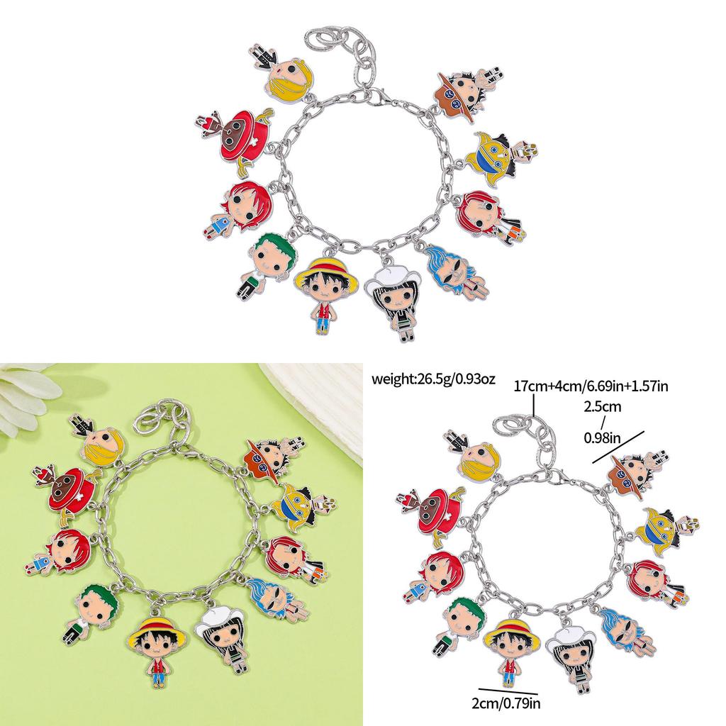 Einteilige Handkette mit Cartoon-Motiven von Luffy, Ace, Chopper aus Zamak-Legierung für Unisex-Geschenk