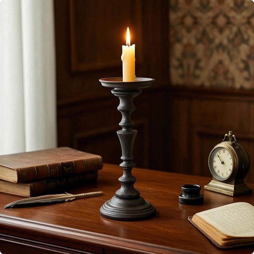 Tabletop Candle Holder Antique Metal VintageStyle Candlestick for Dining Table,