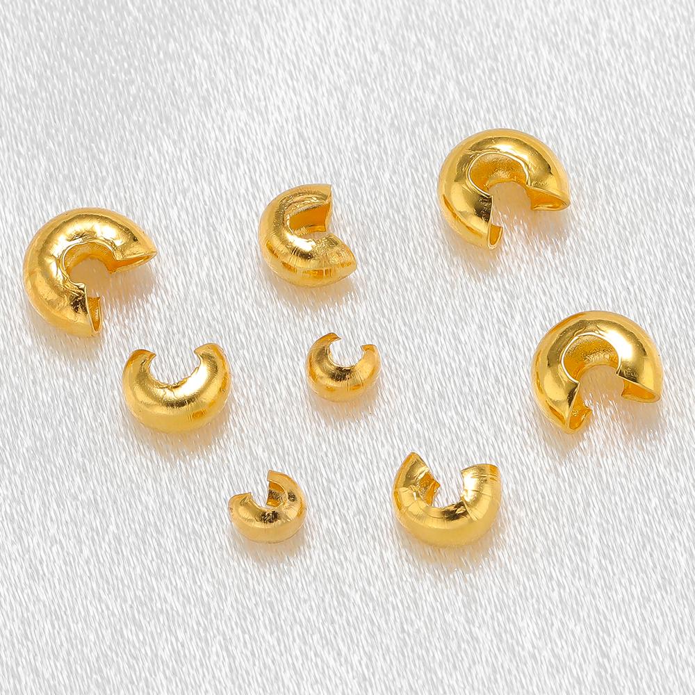 50pcs Stainless Steel PVD Plated Open Crimp End Bead Stopper Spacer Beads for DIY Jewelry Making Necklaces Bracelets Findings