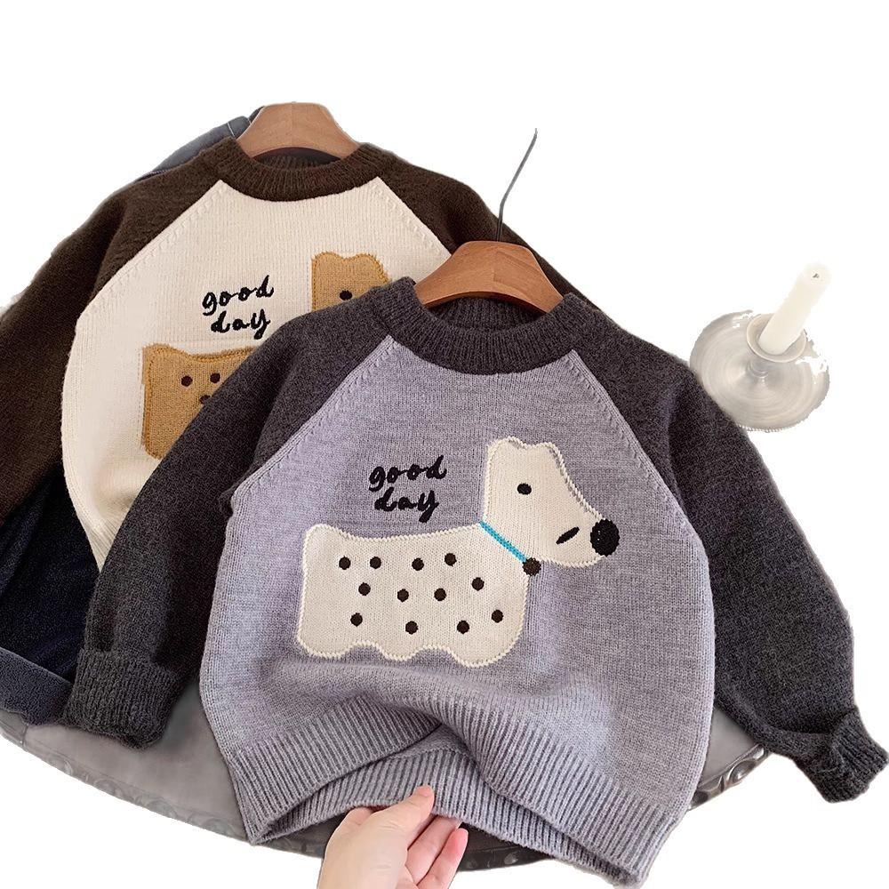 Kids Winter Thick Knit Sweater for Boys and Girls with Cute Cartoon Design