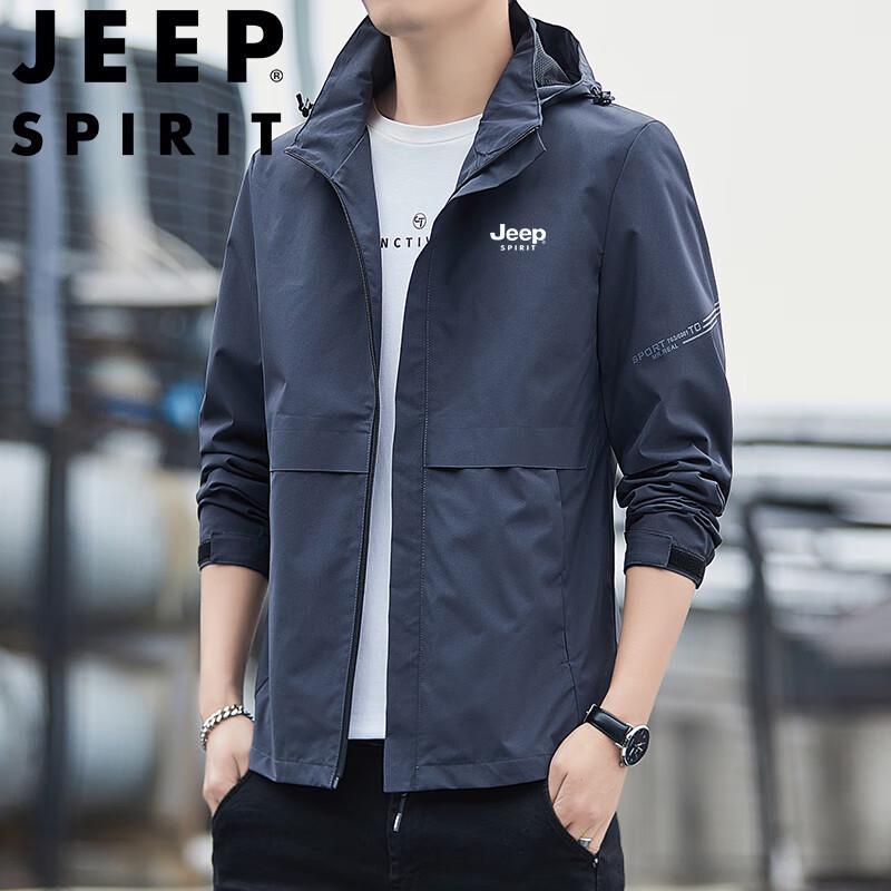 JEEP SPIRIT Men's Spring Autumn Breathable Hooded Outdoor Jacket
