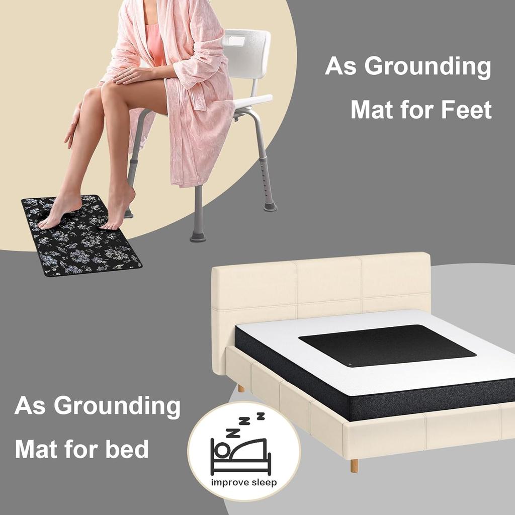 Grounding Mat for Sleep & Energy Balance, Earth Connected with 15ft Cord, Home Office Yoga, 23.6"x35.5" Durable Comfort Grounding Pad