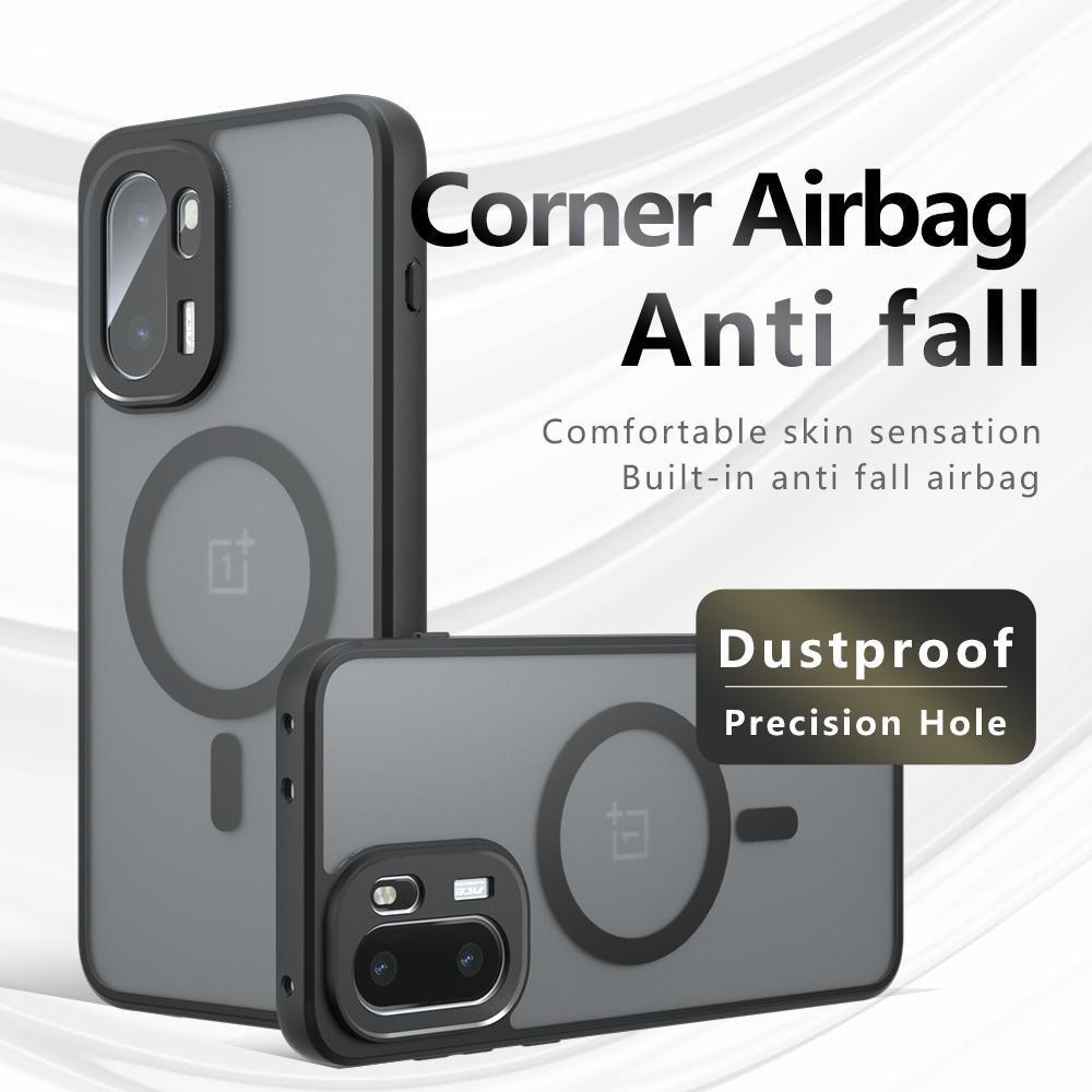 Case For OnePlus Ace 6 6T 15R 5G Magnetic Wireless Charging TPU Frame Hard Plastic Translucent Matte Shockproof Phone Back Cover