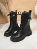 Black Martin Boots Women's 2025 New Medium Boots Platform Boots Spring Short Boots Summer Thin Women's Boots