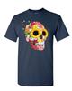 Sonnenblumen Zuckerschädel T-Shirt Tag der Toten Calavera Mexiko Herren T-Shirt