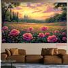 2D Enchanted Rose Garden Backdrop Castle Sunset Photography Background