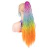 Ponytails Rainbow Ombre Gradient Color Long Curly Ponytail Hair Extension with Claw Instant Styling Hairpiece for Women