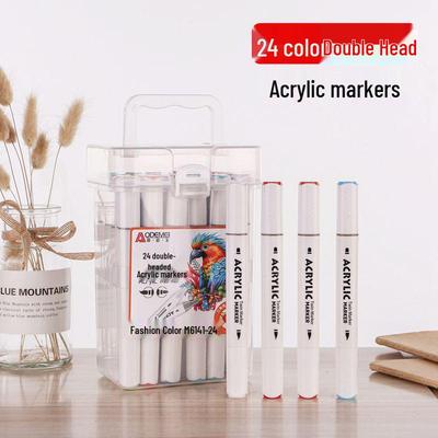 24-farbige doppelseitige Acrylmarker in tragbarer Box für Kinderkunst, Malerei, DIY-Journaling & Ausmalen