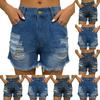 Dames gekleurde jeans, stretch, slim fit, distressed denim shorts