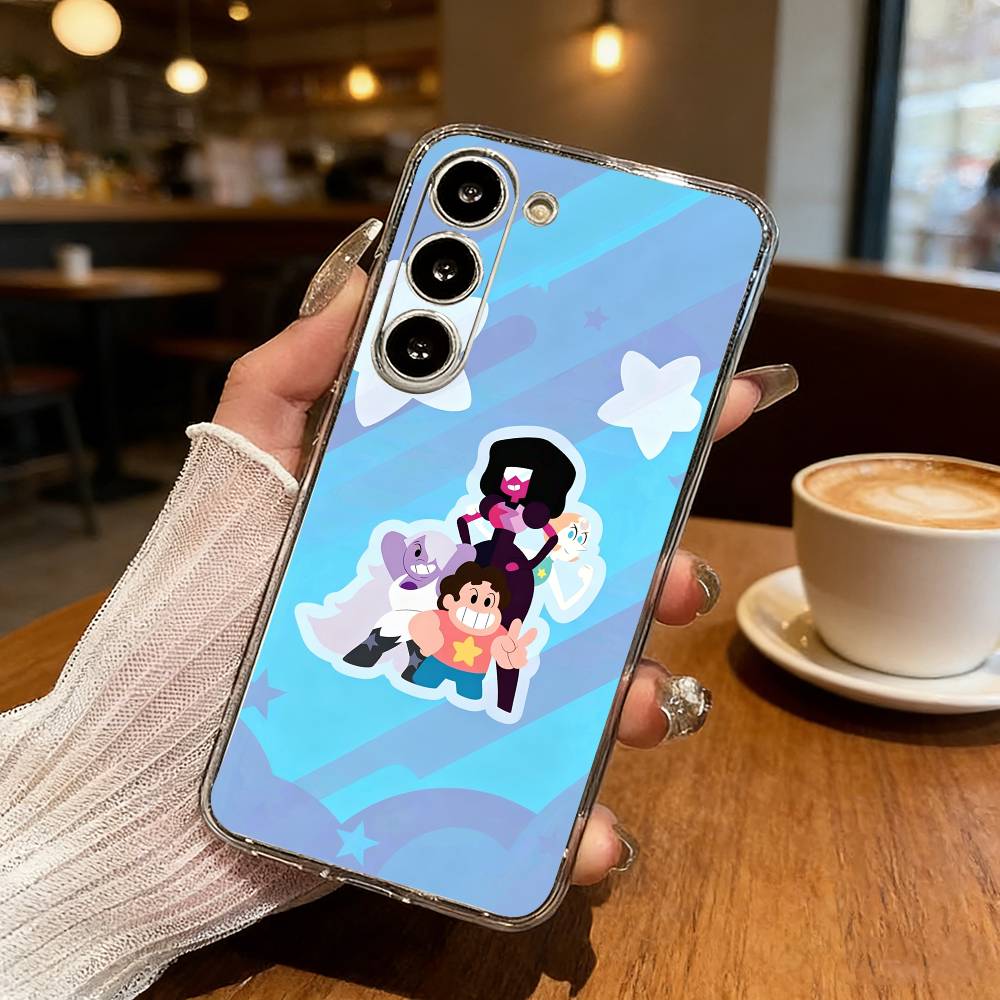 Cartoon Warm S-Steven U-Universe Phone Case For Samsung Galaxy S24 S25 S23 S22 S21 Plus S24 S25 Transparent Cover Case Samsung S10plus