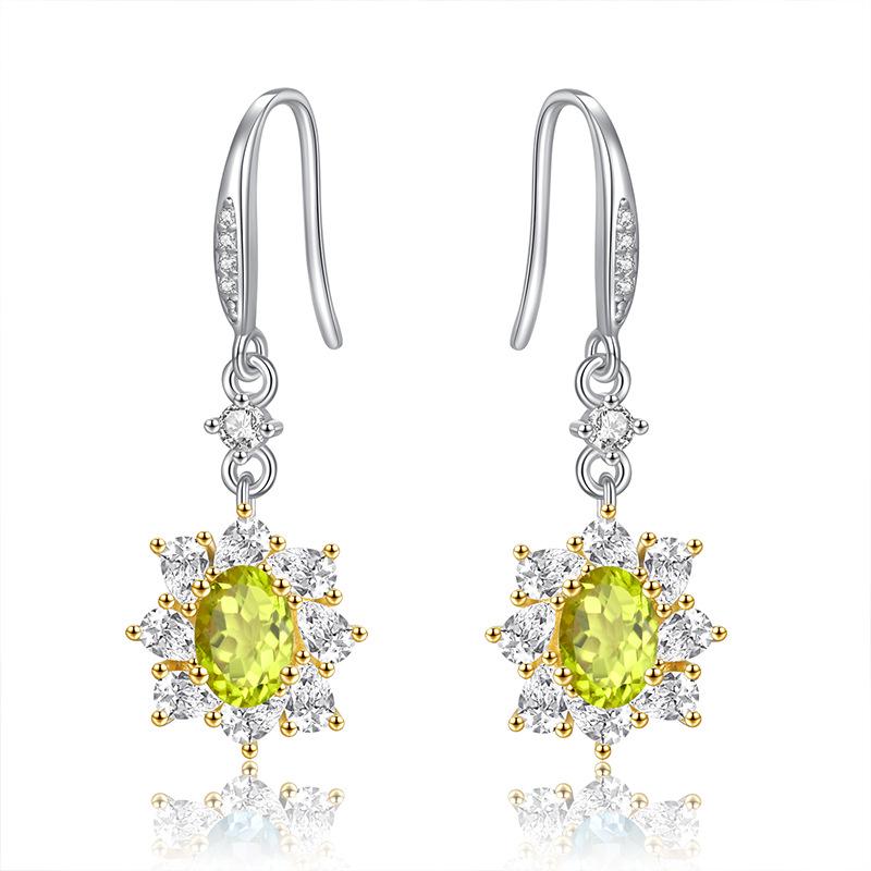 High-end Niche Light Luxury S925 Sterling Silver Natural Colored Treasure Earrings, Earrings Do Not Fade, Jewelry
